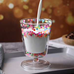 Glass for Juice Colorful Star Sequin Cup Handmade Double Wall Wine Glass Goblet Cup