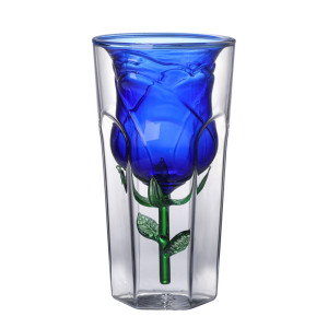 2023 Double-Decker Bottle Rose Shaped Red Wine Glass Drink Beer Glasses Gift for Christmas Valentine's Day Wedding Party