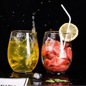 2023 New Style Star Sky Home Stemless Wine Glasses Cold Drinking Glass Cups Custom Logo Printing Pink Restaurant Glass Cup