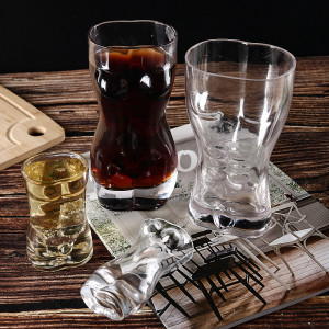Factory Price Clear Female Body Shape Beer Glass Woman Boobs Wine Glasses Glass Beer Mugs Wholesale Bikini Bar Fancy Shot Glass