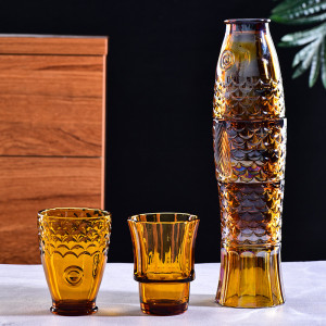 Europe Style the Koi Fish Cups Design Creative Blue Glass Cup Set Water Wine Tumbler and Amber Drinking Glasses Tumblers Bulk