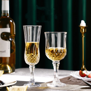 Ins Style Custom Drinking Water Glasses Unique Italian Diamond Shape Champagne Flutes Wine Goblet Cup Crystal Red Wine Glass Set