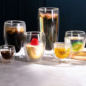 High Quality Heat Resistant Coffee Eco-friendly Durable Double Wall Insulated Clear Glass Coffee Tea Cup