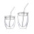 Double Lager Glass Cup with Glass Cover and Straw Large Capacity Heat-resistant Cup with Lid