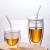 Double Lager Glass Cup with Glass Cover and Straw Large Capacity Heat-resistant Cup with Lid
