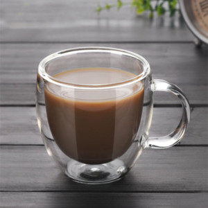 Wholesale Customized Double Layer Clear Coffee Tea Glass Cups Double Wall Glass Cup