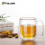 Factory Outlet 250ml Double Glass Simple Coffee Cup with Handle