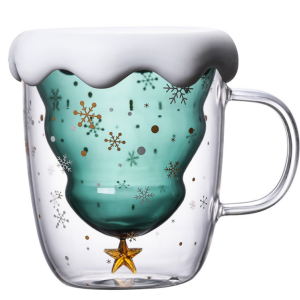 Factory Direct Sales Christmas Double Glass Cartoon Double Glass with Lid