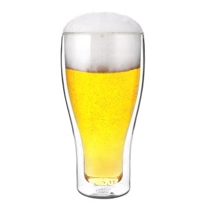 Amazon Hot 17oz Cnglass Handmade Double Wall Cold Insulated Beer Can Shaped Glass Pilsner Beer Glass Cup Europe Party Beer Mugs