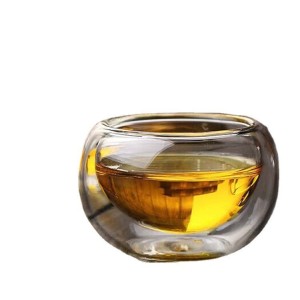 Wholesale Heat Resistant Small High Borosilicate Double Walled Glass Cup with Tea