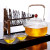 700ml Lifting Beam Hammered Borosilicate Glass Teapot with Copper Handle
