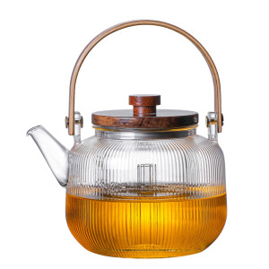 1000ml Large Capacity Hammered Heat Resistant Lifting Beam Glass Teapot with Infuser