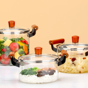 5.5l Big Size New Design Borosilicate Transparent Clear Glass Cooking Pot