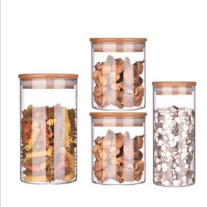 Round Glass Storage Tank High Borosilicate Glass Sealed Tank Transparent Belt Bamboo Cover