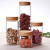 New Round Transparent Glass Storage Jars with Threaded Wooden Cover
