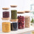 Kitchen 800ml 1000ml Tube Shaped High Borosilicate Glass Storage Jar with Bamboo Lid
