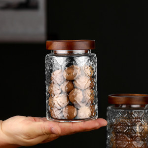 Crabapple Flower Glass Sealed Jar Household Food Storage Coffee Beans Tea Storage Square Storage Jar