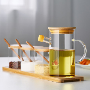 Glass Quantitative Japanese Oil Leak Proof Bottle Kitchen Household Straight Soy Sauce Vinegar Bottle Seasoning Bottle Set
