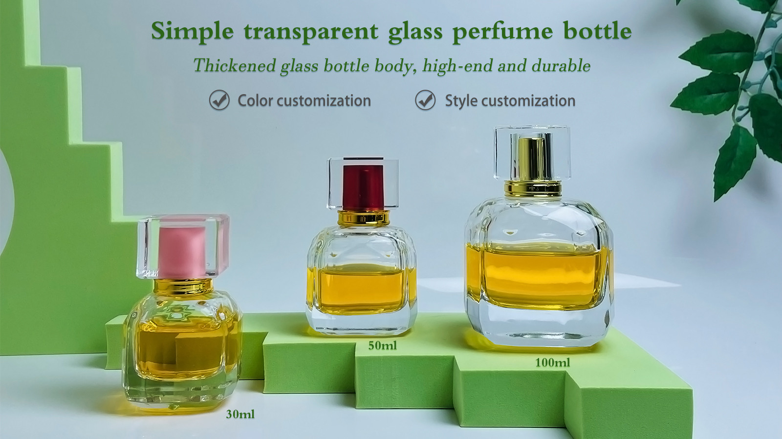 Wholesale Good Quality 50Ml Luxury Unique Clear Refilled Portable Screw Neck Perfume Glass Empty Bottles With Colorful Caps