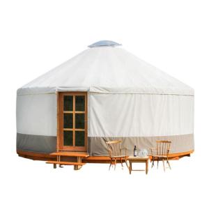 Round Shape Outdoor Camping Cotton Bell Tent 4 Season Luxury Canvas 10 Person Glamping Family Yurt Tent with Air Vent