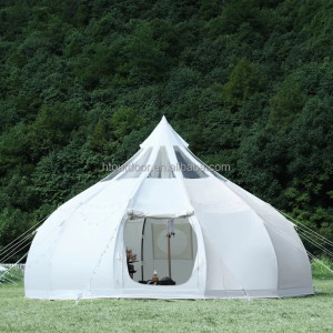Hot Selling Custom Wholesale 4-6M Large Family Hotel Yurt Dome Tent Canvas Bell Glamping Tent