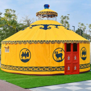 Custom Family Travel Camping Tent Large Capacity Steel Frame Structure Yurt Camping Tent Luxury Dome Chalet Tent