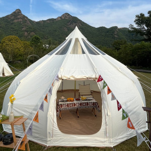 Diameter 4 M Oxford Canvas Outdoor Glamping Luxury Camping 900 D Bell Tent in Ready Stocks