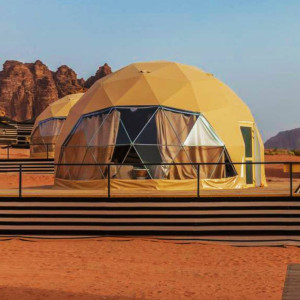 Custom Outdoor Prefab Big Glamping Desert Steel Pole Geodesic Dome Tents House