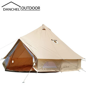 USA Warehouse Canvas Yurt Tent with 2 Stove Jacks for Glamping Camping 4 Season Bell Tent (2/4/6/8 Person) DANCHEL OUTDOOR