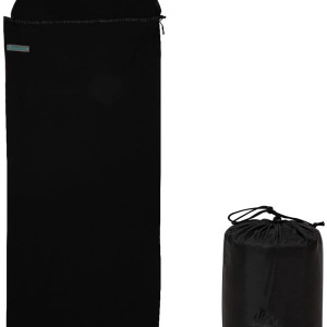 Factory Sell Directly Polyester Sleep Bag Liner with Drawstring Hood Fleece Sleeping Bag Liner in Black