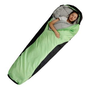 Professional Manufacturer 190 T Polyester Green Split Joint Black Strip Mummy Sleeping Bag Waterproof for Outdoor Travel Camping