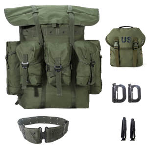 Olive Green Modular Backpack Tactical Alice Bag with External Aluminium Frame and Butt Pack